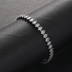 White Tennis Style Silver Plated CZ Anti Tarnish Brass Bracelet