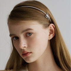 Bow 18k Gold Silver Rhinestone Cubic Zirconia Headband Hair Band Accessories For Women