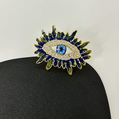 Shadow Eyelash Evil Eye CZ 18K Gold Blue Adjustable Ring