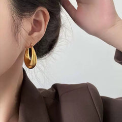 Gold Plated Anti Tarnish Stainless Steel Minimal Hoop Earrings