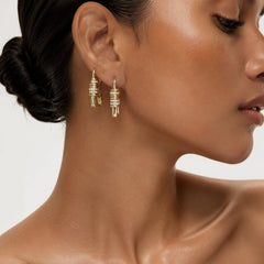 Luxury Safety Pin Design Gold Plated CZ Drop Alloy Earrings For Women