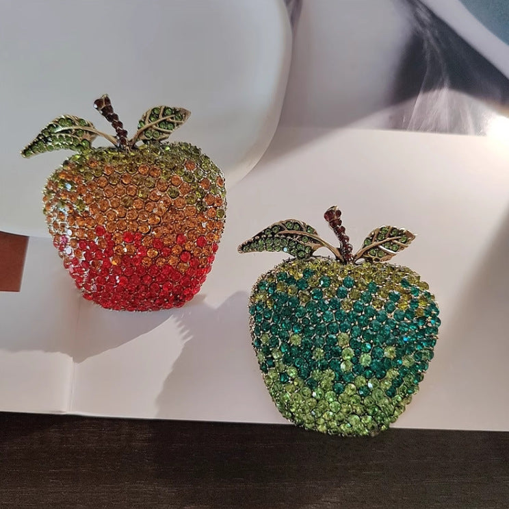 Red Green Apply Gold Plated Rhinestone Brooch For Women 