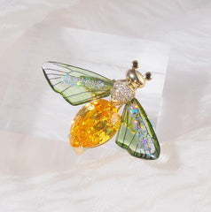 Multi Color Butterfly Gold Crystal Brooch For Women
