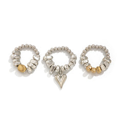 Heart Modern Dual Tone Gold Silver Plated Plain Adjustable Combo Ring