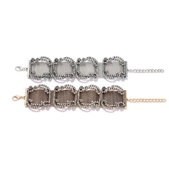 Designer Wide Mesh Link Gold Silver Plated Bracelet For Women