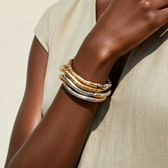 Gold Silver Layered Plain Bracelet Wrist Wear For Women