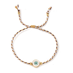 Multi Color Evil Eye Gold Plated Thread Bracelet  For Women