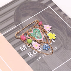 Multi Color Leaf Flower Gold Enamel Brooch For Women