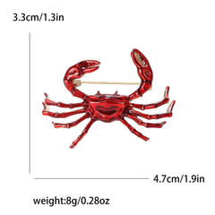 Red Crab Gold Plated Enamel Brooch For Women