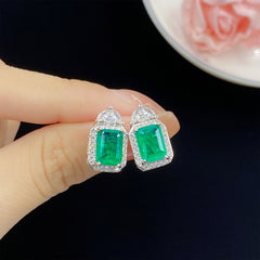 Luxury Emerald Green CZ Silver Anti Tarnish Copper Necklace Combo Set