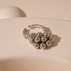 Designer Cluster Silver Plated Plain Adjustable Fancy Ring For Women