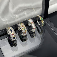 Silver Multi Gemstone Cubic Zirconia Anti Tarnish Pack of 4 Band Ring For Women