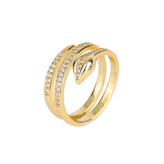 Double Band Gold Silver CZ Copper Anti Tarnish Adjustable Fancy Ring