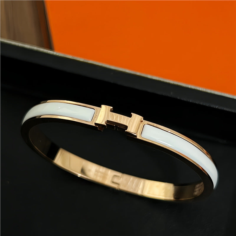 H 18k Rose Gold White Stainless Steel Openable Cuff Kada Bracelet For Men
