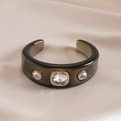 Multi Color Statement Chunky Gold Rhinestone Resin Bangle For Women