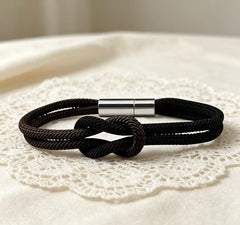 Multi Color Infinity Knot Silver Plain Fabric Bracelet For Women