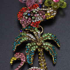 Floral Flower Multi Gemstone Crystal 18K Gold Anti Tarnish Necklace For Women Group1