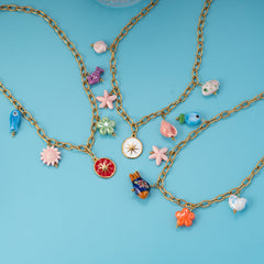 Star Sun Fish Flower 18K Gold Stainless Steel Charm Link Chain Necklace For Women