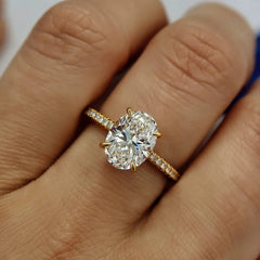 Gold Silver Oval Cubic Zirconia Copper Anti Tarnish Size Ring For Women