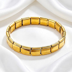 Gold Silver Bricks Anti Tarnish Stainless Steel Bracelet For Women