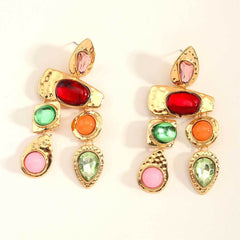 Multi Color Gold Plated Cubic Zirconia Dangler Earrings