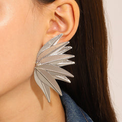 Pointy Leaf Silver Stud Dangler Earring For Women