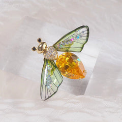 Multi Color Butterfly Gold Crystal Brooch For Women