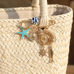 Blue Gold Ocean Safety Pin Enamel Brooch For Women