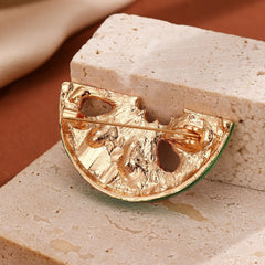 Red Green Watermelon Gold Plated Enamel Brooch For Women