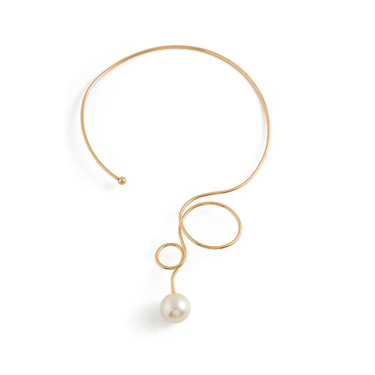 Bow Pearl 18K Gold Hasli Choker Necklace For Women