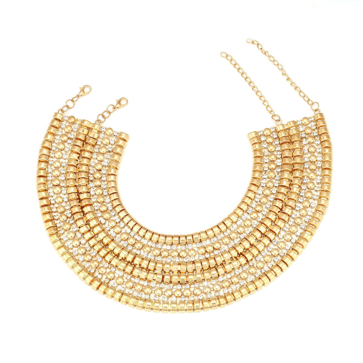 Luxury Multi Layer Gold Silver Plated Crystal Alloy Necklace For Women