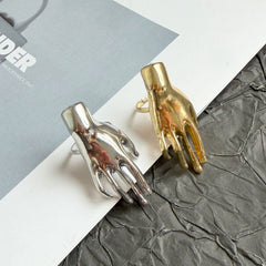 Designer Sculptural Hand Gold Silver Plated Adjustable Cocktail Ring
