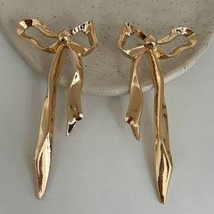 Bow 18K Gold Anti Tarnish Dangler Stud Earring For Women