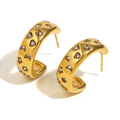 Moon Star Heart 18K Gold CZ Hoop Stainless Steel Earring