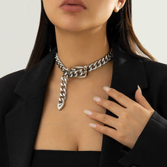 18k Gold Plated Anti Tarnish Curb Neck Belt Choker Necklace For Women
