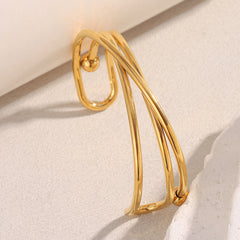 Dual Cross 18K Gold Stainless Steel Anti Tarnish Silver Openable Cuff Kada For Women