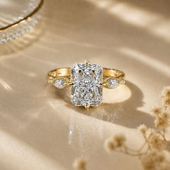 Designer Cushion Cut Gold Silver CZ Copper Cocktail Adjustable Ring