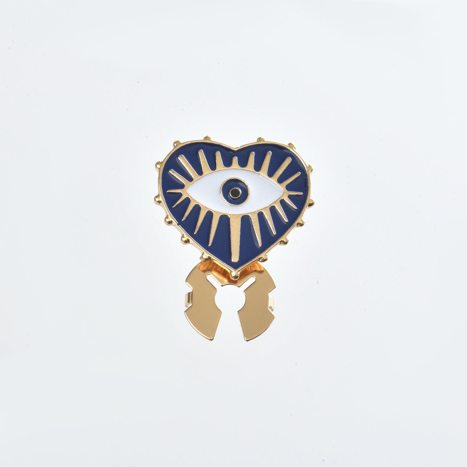 Heart Evil Eye Enamel 18K Gold Anti Tarnish Single Shirt Button Cover For Women