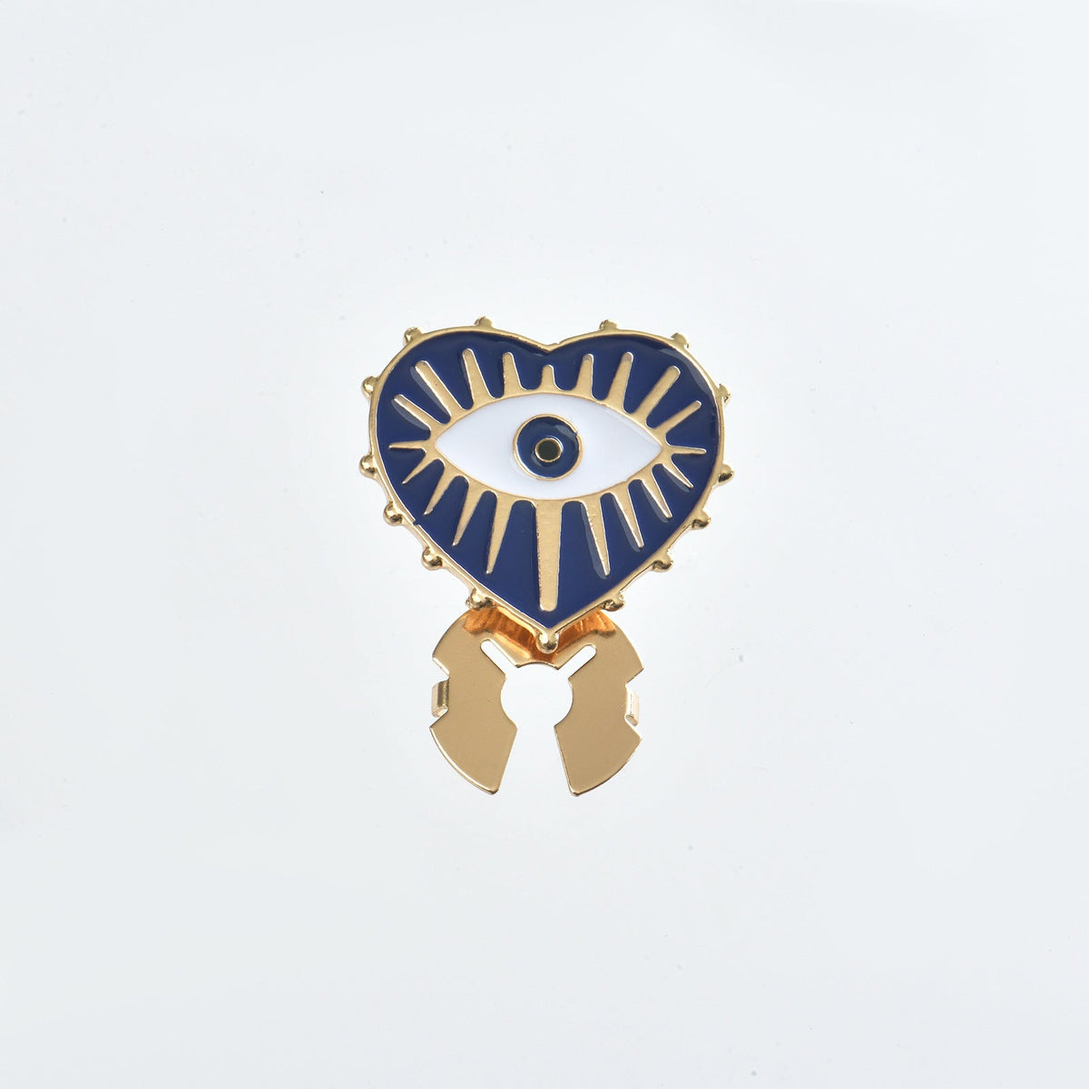 Heart Evil Eye Enamel 18K Gold Anti Tarnish Single Shirt Button Cover For Women