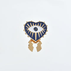 Heart Evil Eye Enamel 18K Gold Anti Tarnish Single Shirt Button Cover For Women