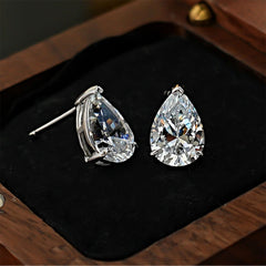 Gold Silver Pearl Drop Cubic Zirconia Copper Drop Earrings For Women