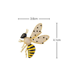 Black Yellow Honey Bee Gold Cubic Zirconia Copper Brooch For Women