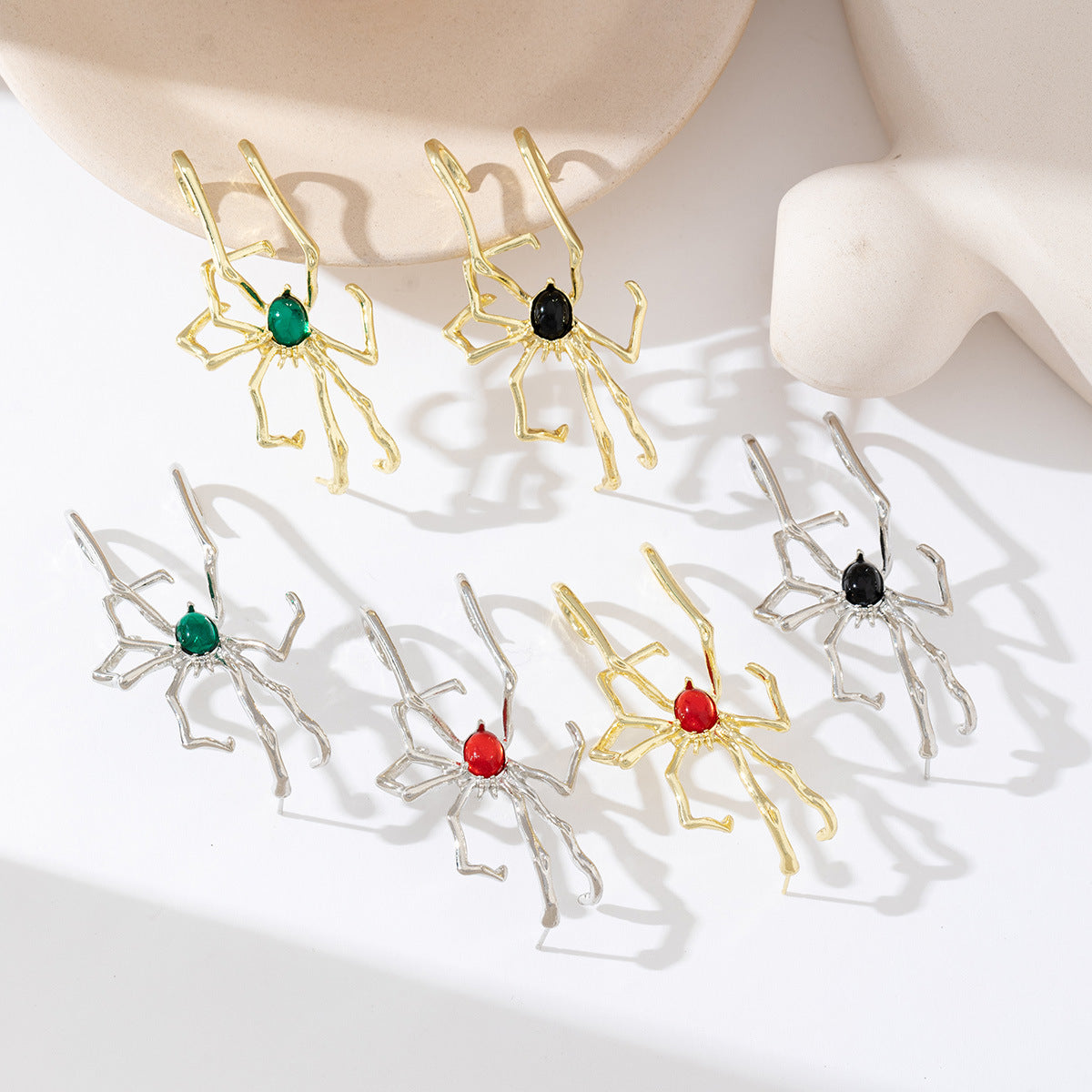 Gothic Spider Design Gold Silver Plated CZ Single Ear Cuff Earrings