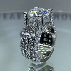 Round Dimond Solitaire Cubic Zirconia Silver Anti Tarnish Ring For Women