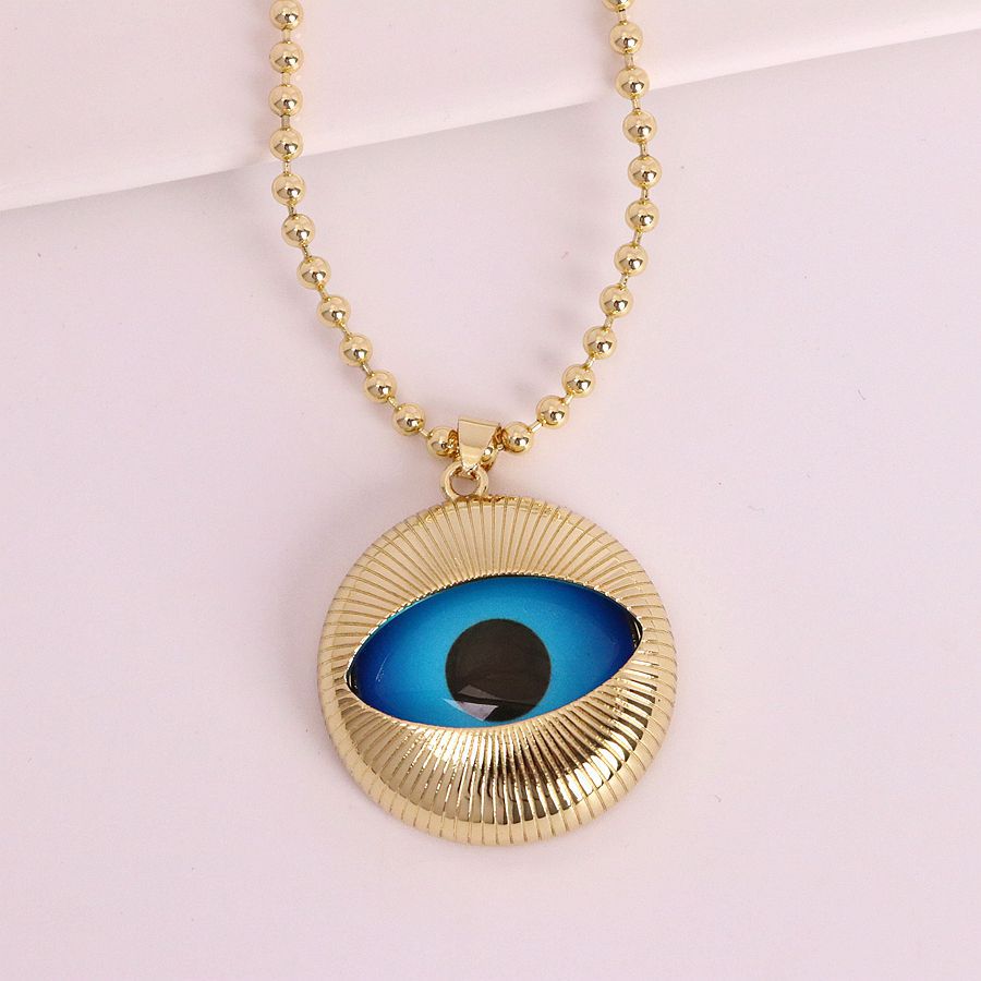 Blue Evil Eye Charm Gold Plated Anti Tarnish Copper Pendant Chain