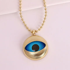Blue Evil Eye Charm Gold Plated Anti Tarnish Copper Pendant Chain