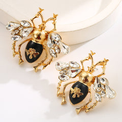 Multi Color Ladybug & Bee Gold Plated Enamel Drop Earrings Women