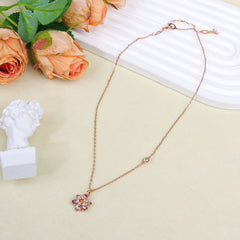 Flower Elegant Daisy Rose Gold Plated CZ Copper Necklace Combo Set