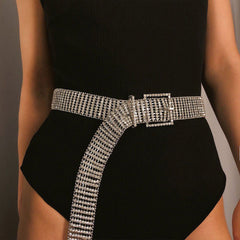 Rhinestone Belt Silver Anti Tarnish Waist Band Waist Belt For Women