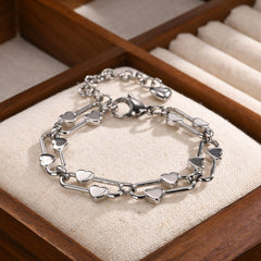 Gold Silver Heart Plain Anti Tarnish Stainless Steel Women